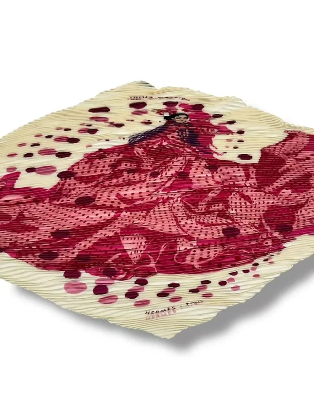 Hermes Pleats Scarf Silk Hola Flamenca! Pink